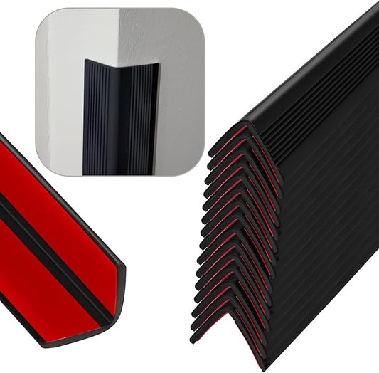 Rubber Bond Wall Corner Guard Edge Protector, Baby Proofing Corner Guards | Self-Adhesive Furniture Edge Strips for Home & Office (Black, 15 Pack)