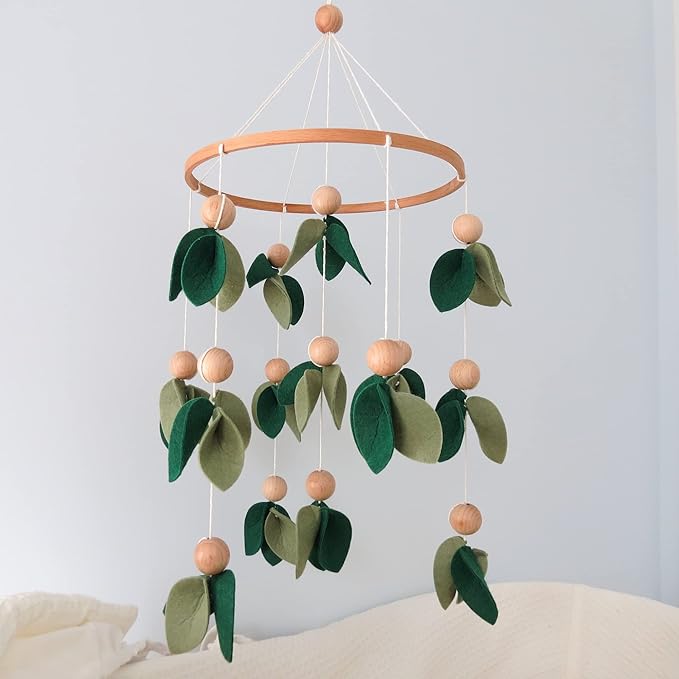 Green Leaf Crib Mobile, Forest Crib Mobile for Boys & Girls, Forest Baby Mobile for Crib, Woodland Mobile for Crib