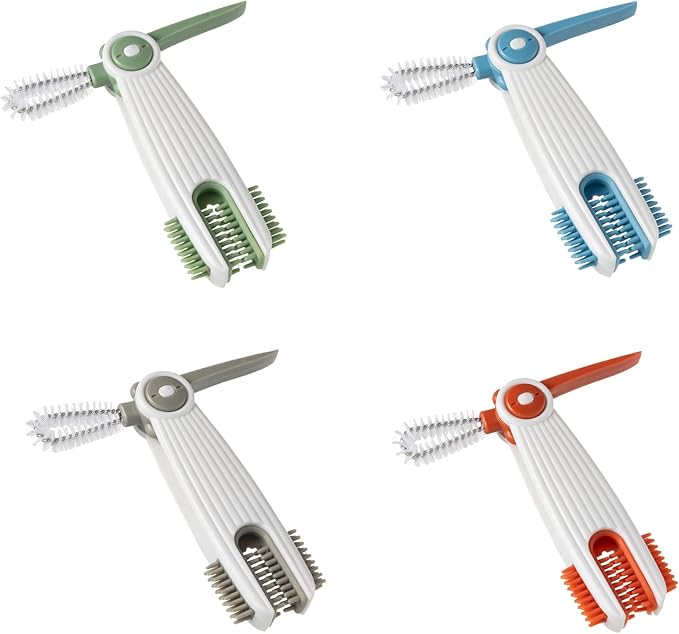 Chemimoso 3 in 1 Cup Lid Gap Cleaning Brush Set, Multifunctional Baby Bottle Cleaning Tools, Home Kitchen Crevice Cleaning Tools, 4Pcs