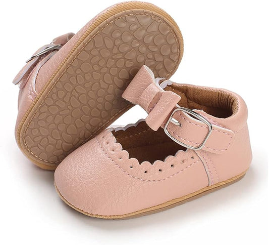 COSANKIM Baby Girls Mary Jane Flats Shoes Anti-Slip Rubber Sole Infant Toddler Princess Wedding Dress Shoes