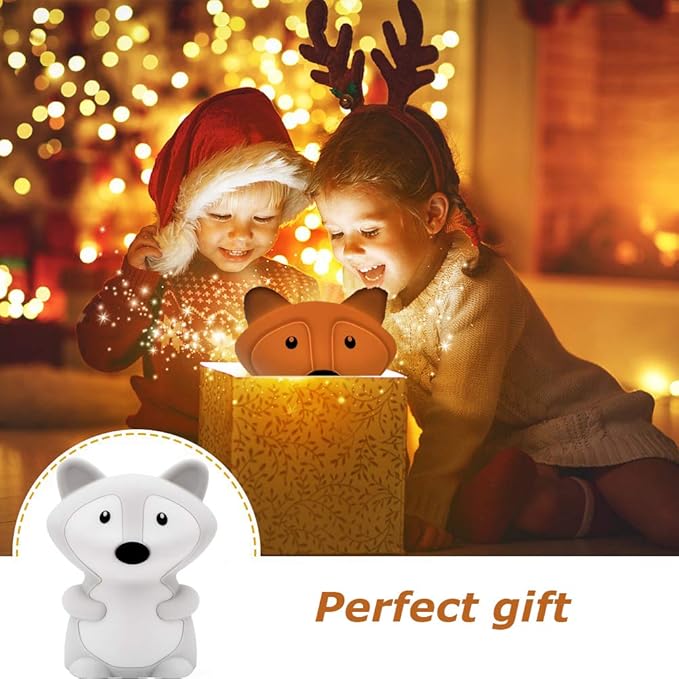 Large Fox Night Lights for Kids, Silicone Night-Light, Bedside lamp, 9 Colors Baby Sleep Light Children's Bed Bedroom Lamp for Toddlers/Boys/Girls/Adults/Bedroom/Outdoor/Camping/Gift - Large