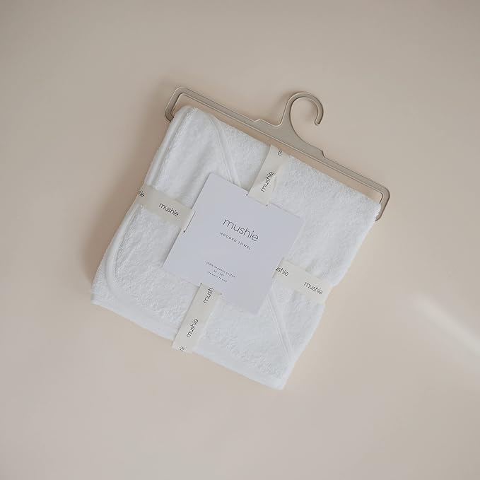 mushie Baby Hooded Towel | Organic Cotton (Pearl)