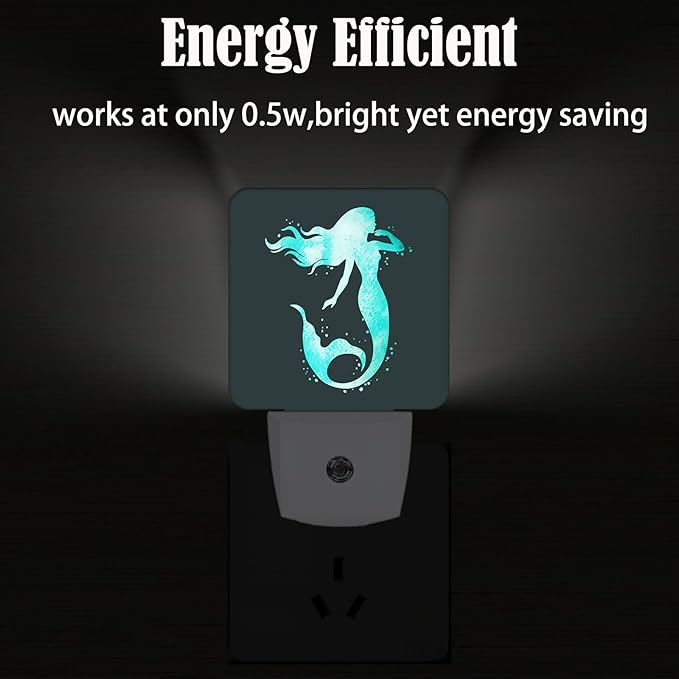 Groovy Mermaid Night Light,Plug-in Nightlights Auto Sensor Night Lamp Dusk-to-Dawn Lamp Home Decor for Nursery Children Girls Boys