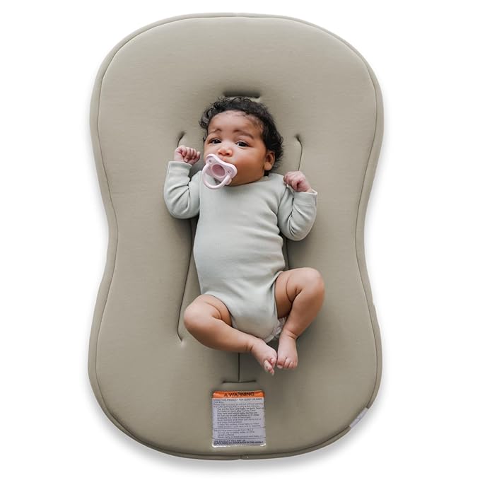 Snuggle Me® Baby Lounger Curve (0-6 Months) - Premium Organic Cotton with Foam Core, Machine-Washable Cover, Buttery-Soft & Breathable Infant Lounger with Travel Bag (30 in x 20 in x 1.9 in) - Birch