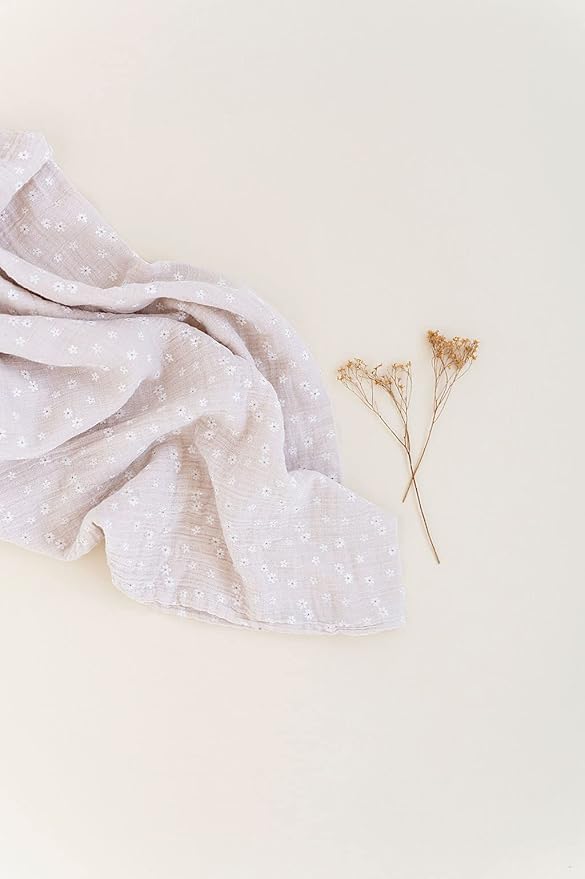 Ely's & Co. Cotton Muslin Swaddle Blanket 1-Pack — 100% Cotton Muslin Extra-Large Swaddle Blankets (47” x 47”) Printed (Pink Ditsy Flower)