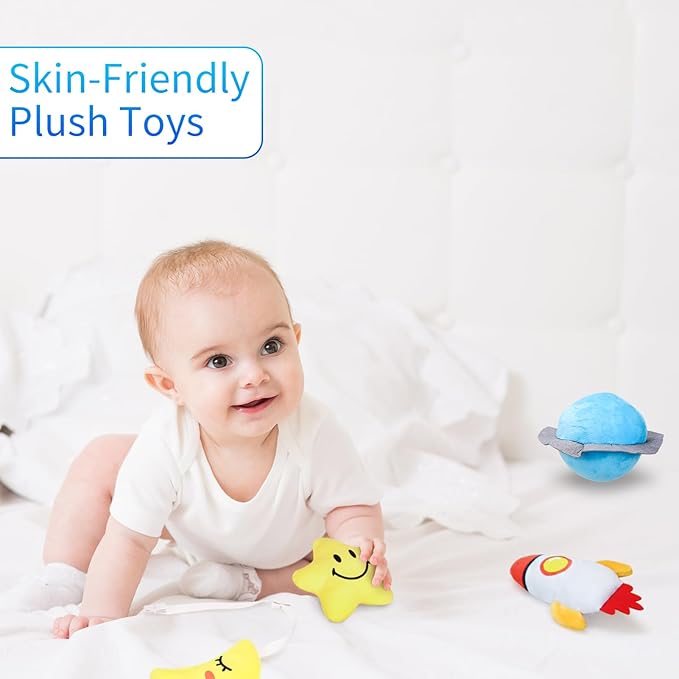 Baby Crib Mobile with Music Box, Remote Control, Rotating Space Theme Toys, Projection Light, White Noise, 0-12 Months