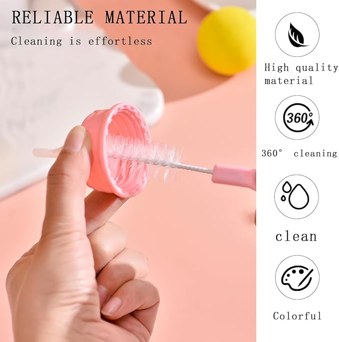 20 PCS Bottle Nipple Cleaner Sponge Brush Pacifier Sponge Cleaning Small Brush Baby Bottle Cleaner Brush for Standard Nipples Scrubber, Nipple Brush (20 PCS)