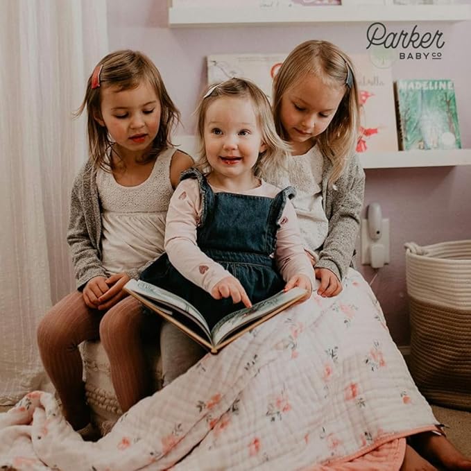 Parker Baby Muslin Blanket | 100% Soft Cotton Toddler Quilt & Baby Muslin Swaddle | Gender Neutral Design 47" x 47" Blanket