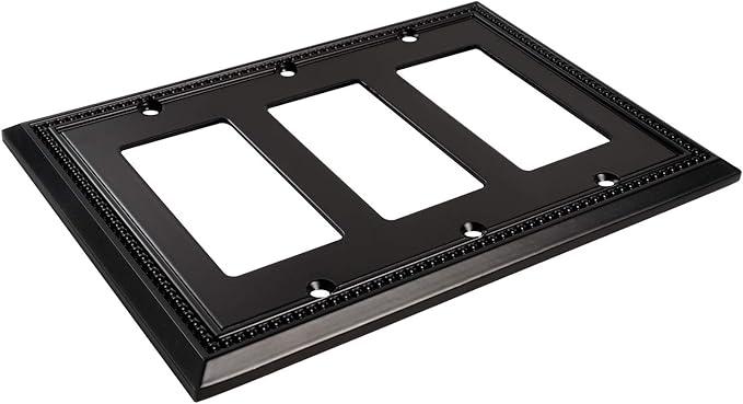 Henne Bery Sunken Pearls Heavy Duty Decorative Wall Plate Switch Plate Outlet Cover (Triple Decorator, Matte Black)