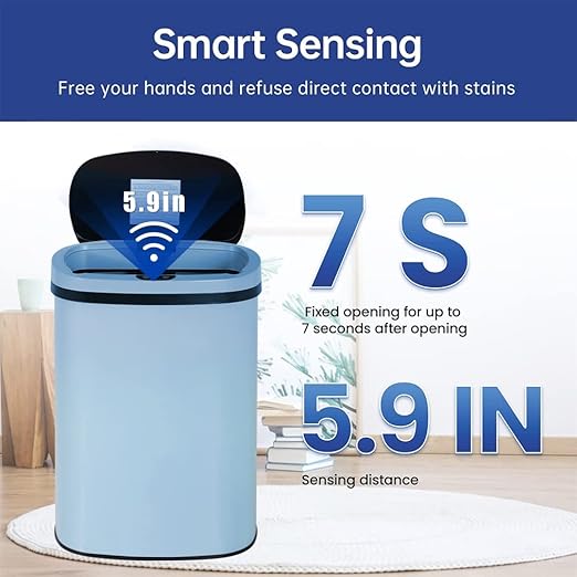 BestOffice Kitchen Trash Can with Lid, 13 Gallon Automatic Garbage Can for Bathroom Bedroom Home Office 50 Liter Touch Free High-Capacity Brushed Stainless Steel Waste Bin