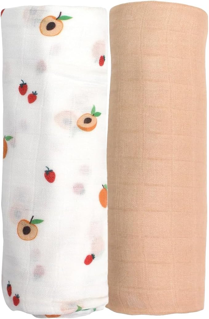 Muslin Baby Swaddle - Breathable Receiving Blankets for Newborn Baby, 70% Viscose derived from Bamboo, 30% Spandex, Imported