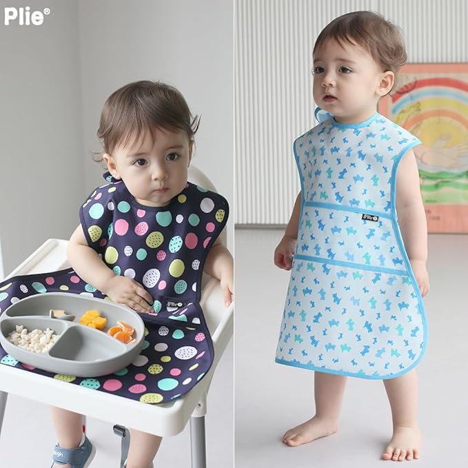 Full Coverage Waterproof Feeding Bib for Toddlers – Extra Long Apron Bib for Mealtime, Self-Feeding, BPA-Free