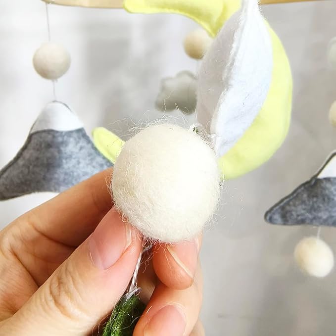 Moon Baby Mobile for Crib, Felt Baby Crib Mobile for Boys Girls, Baby Mobile for 0-5 Months,Nursery Decor Theme for Infant Bedroom Hanging(Mountain Cloud Mobile Hanger)