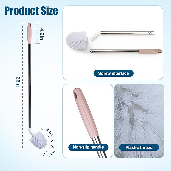 2-Pack Extra Long Bottle Brush, Nylon Bristles, Bendable Brush Head, Stainless Steel Handle, Cleaning Brush for 1-5 Gallon Water Bottles, Jugs, Buckets and Kettles