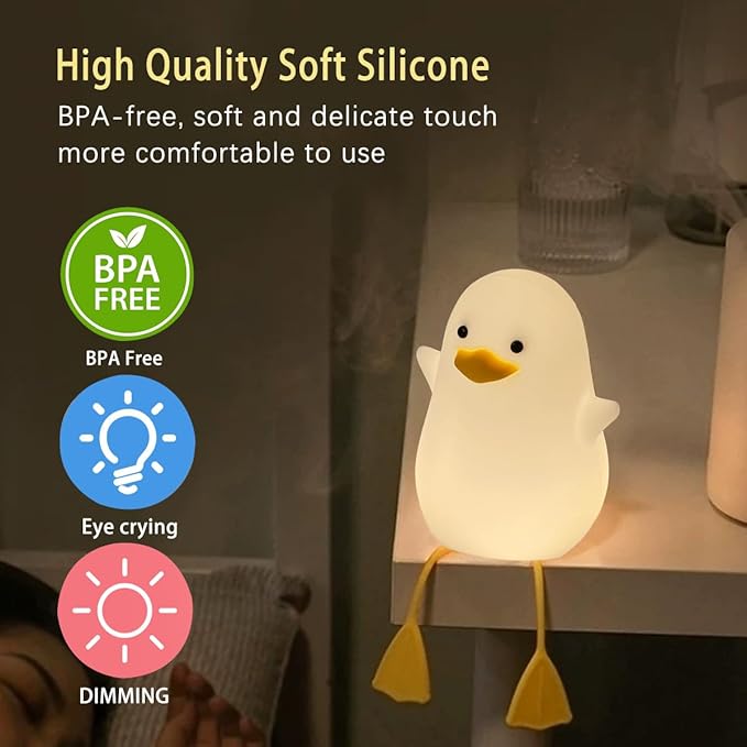 Kids Night Light, Cute Silicone Duck Nursery Lamp for Baby and Toddler,RGB Animal Light for Boys and Girls Gift