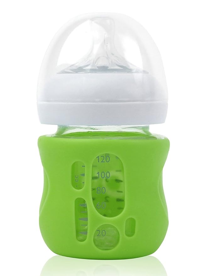 Olababy Silicone Sleeve for Avent Natural Glass Baby Bottles (4 oz, Green)