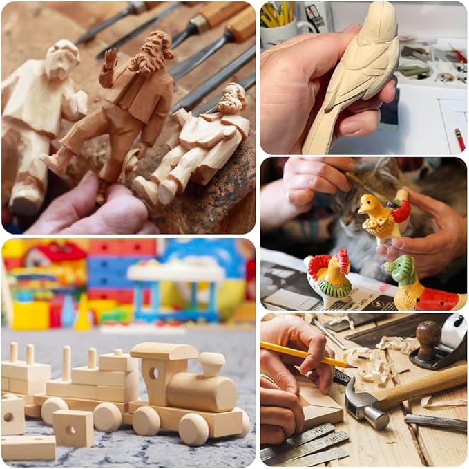 DIYDEC 23pcs Basswood Carving Blocks Unfinished Wood Block Kit with 3 Different Sizes Whittling Wood Carving for Crafts Making DIY Projects Model Building