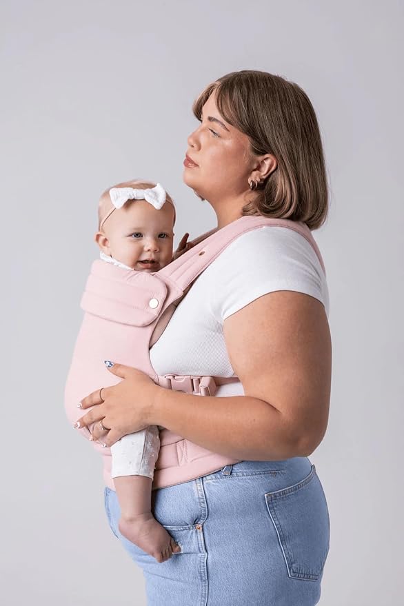 Mabē Monarch Ergonomic Baby Carrier – Premium Cotton Soft Structured Newborn to Toddler Carrier with Hip-Healthy Design, 3 Carry Positions (7-35lbs), Lightweight & Breathable, (Blush Dawn)