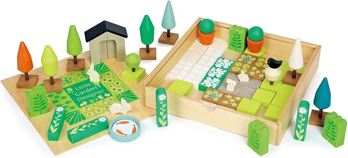 Tender Leaf Toys - Little Garden Designer - Wood Garden Building Play Set - Inspires Creativity, Encourages Role-Play and Story Invention, Educational Activity for Boys and Girls - Age 3+