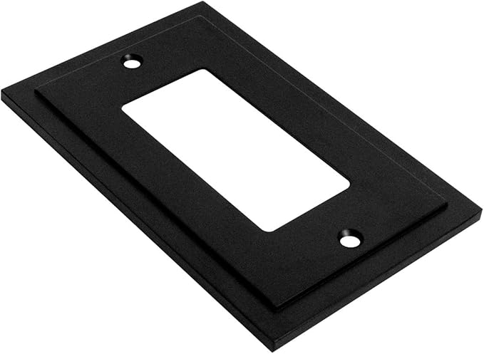 Modern Edge Decorative Wall Plate Switch Plate Outlet Cover, Durable Solid Zinc Alloy (Single Decorator 3PK, Matte Black)