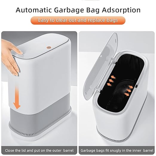 MOPALL Dog Proof Trash Can, 3.3 Gallon Slim Bathroom Trash Can with Locking Lid, Pet Proof Small Garbage Can, Compact Narrow Waste Bin for Bathroom, Kitchen, Office, Bedroom, White