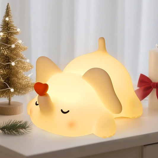 Elephant Night Light for Kids, Silicone Squishy Lamp with Touch Control 3-Level Dimmable, Auto-Off Timer, Rechargeable Nursery Light, Baby Gift (Soft White)