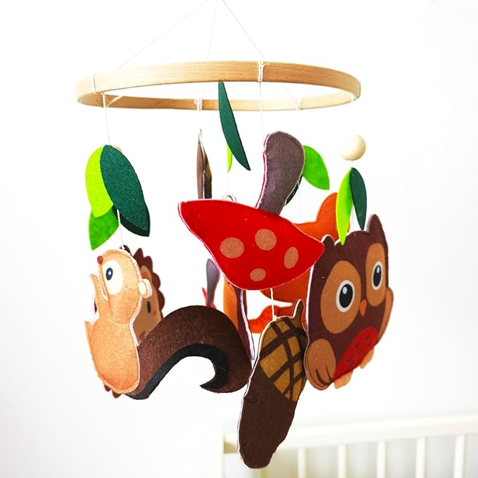 Felt Forest Animals with Owl and Fox Theme Baby Crib Mobile, Nursery Pendant Decoration(owl Mobile Hanger)