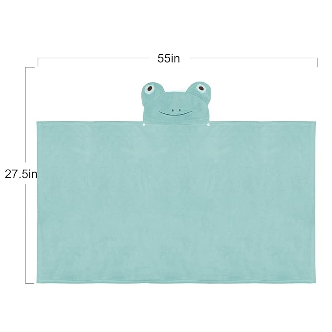 ROMASA Baby Bath Towel Ultra Soft Hooded Towel Highly Absorbent Bathrobe Blanket Toddlers Shower Gifts for Boys Girls-27.5" x 55" (Green Frog)