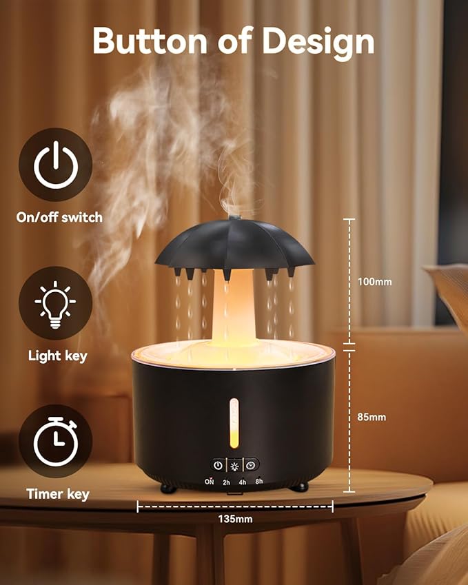 Missfly Aromatherapy Diffuser,Clouds and Cool Mist Humidifier,360° Rotatable,Super Quiet, Easy to Fill & Clean, Auto Shut-Off,300ml Humidifiers for Bedroom Home and Office (Black)