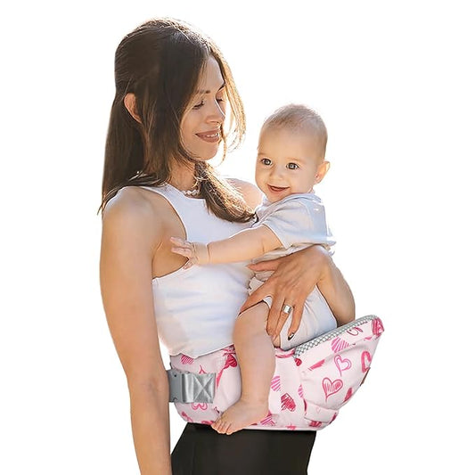 Baby Hip Carrier - Adjustable Waistband & Hip Seat for Newborn-Toddler (Up to 66 Lbs) with Pockets for Parents