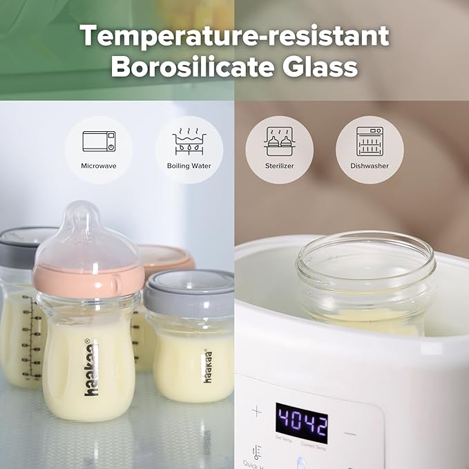 haakaa Gen.3 Natural Glass Baby Bottle 6.3 oz.180ml - Wide Neck, Anti-Colic Varibale Flow Nipple for 6m+ Breastfed Babies, Newborn Registry Essentials,BPA-Free -1 PK