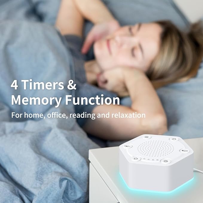 White Noise Sound Machines with High Fidelity 30 Unique Non-Looping Soothing Sounds 12 Colors Night Light 4 Timers 10-Level Brightness 32-Level Volume and Memory Function