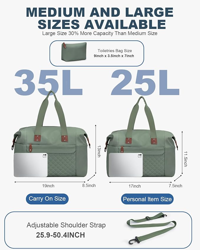 Travel Duffle Bag, Waterproof Weekender Overnight Hospital Bags for Women Men with Toiletry Bag Lightweight Carry on Personal Item Duffle Gym Bag for Travel, Airplanes, Sports