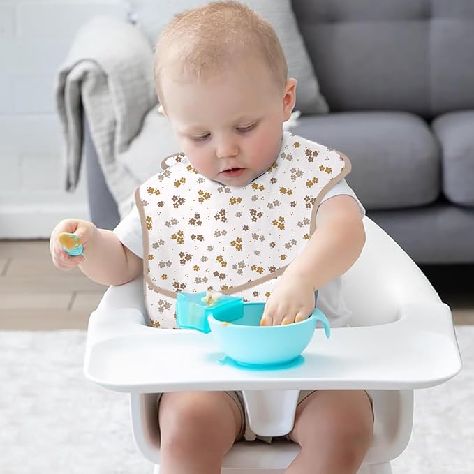 3-Pack Waterproof Baby Bibs for Eating - Lightweight Feeding Bibs, Mess Proof, Baby Essential Must Have for Eating