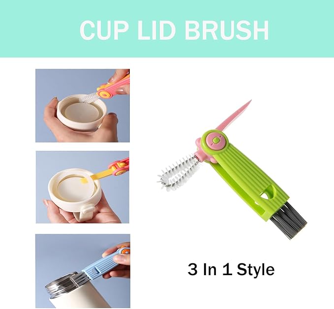 Baby Bottle Brush Set, 2Pcs Nylon Bottle Brush with Stand, 2 Hidden Nipple Brush, 2 Straw Brush, 1 Lid Brush, Bottles Brush Cleaner for Baby Bottle, BPA-Free(Green)