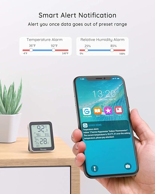 Govee Bluetooth Hygrometer Thermometer, Large LCD, Max/Min Records, 2-Year Data Storage - Black, 2 Pack