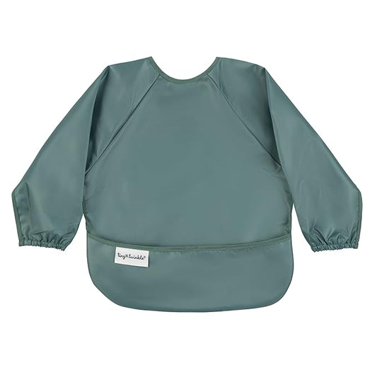 Tiny Twinkle Long Sleeve Bib for Babies & Toddlers – Waterproof Smock Bib for Eating – Machine Washable & Mess-Proof, Baby Feeding Essential & Shower Must-Have(Olive Green, 2-4Y)