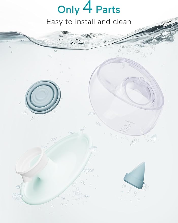 Paruu P20 Electric Breast Pump Hands Free, 4 Modes & 12 Levels Suction with 19/21/24mm Double-Sealed Flange/Insert, Wearable & Portable, Visual Design of Time and Milk Volume (2 Pack, Light Green)