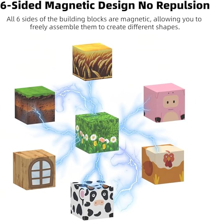 138 Pcs Magnetic Building Blocks, Enhance STEM Learning, Creative Play & Logical Thinking, Durable & Vibrant Color with Light Up Blocks, Ideal for Classroom & Screen-Free Entertainment (Forest Farm)