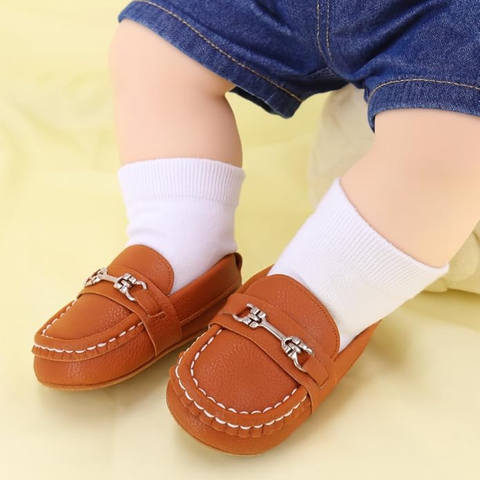 LONSOEN Baby Girls Boys Loafers Prewalker Dress Crib Shoes