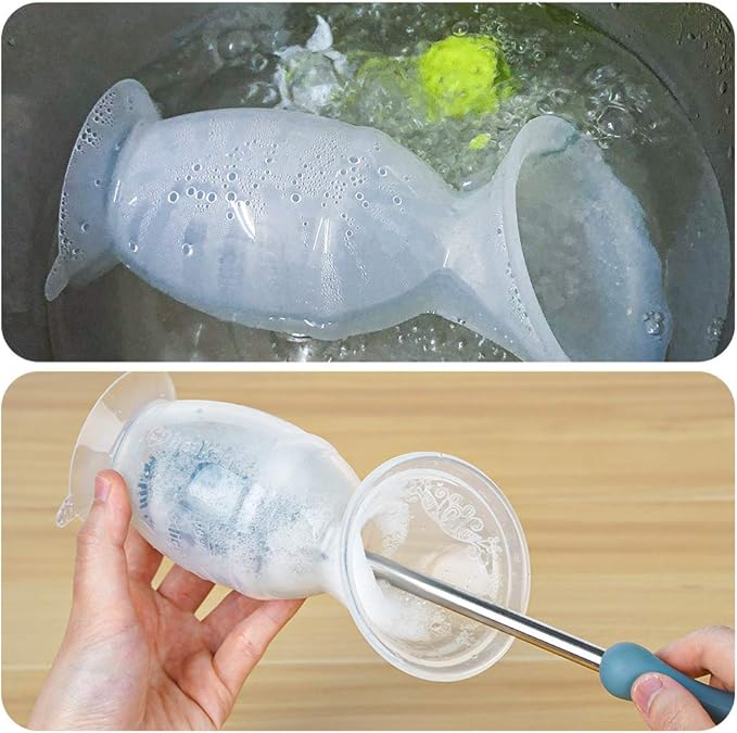 Haakaa Manual Breast Pump Silicone Breast Pump Milk Saver Milk Pump with Suction Base and Flower Stopper 100% Food Grade Silicone BPA Free (5oz/150ml) (White)