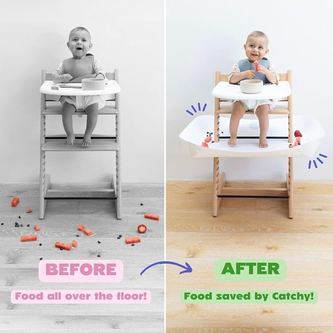 CATCHY - Food Catcher - Compatible with Stokke Tripp Trapp High Chair + 11 Other High Chairs - Highchair Sold Separately - Baby & Toddler Food & Mess Catcher - Under High Chair Accessory
