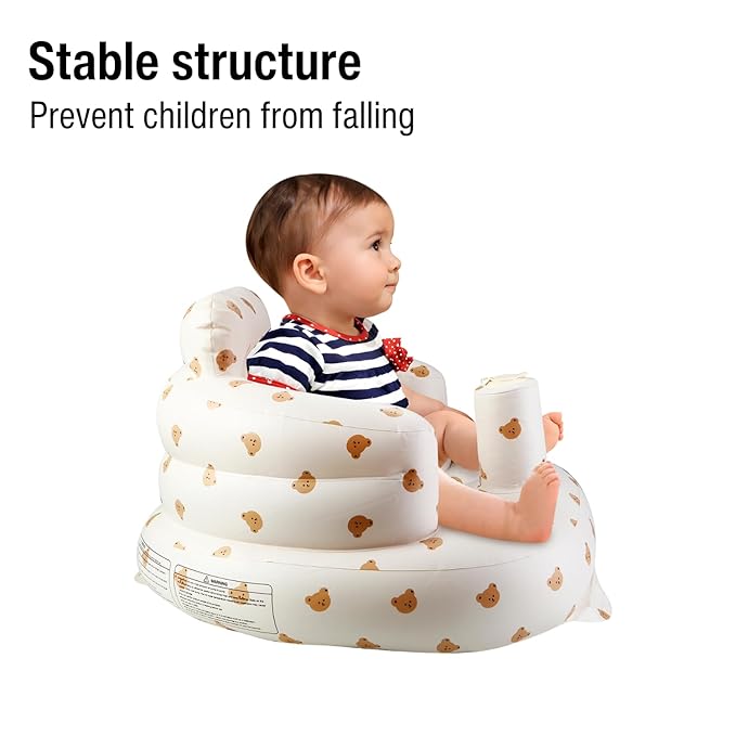 PandaEar 2 Pack Baby Inflatable Bathtub & Baby Seat for 3 Months+, Portable Travel Baby Infant Bath Tub and Infant Chair Toddler Floor Seats with Built in Air Pump for Newborn