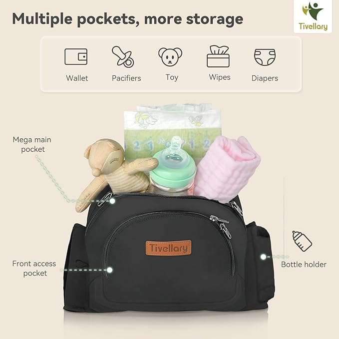 Baby Carrier with Hip Seat, Parent-Approved Baby Hip Carrier & Toddler Carrier, Comfortable Wide Waist & Lumbar Support, Thick Seat with Storage, Adjustable Knob, Supports 44lbs, Black