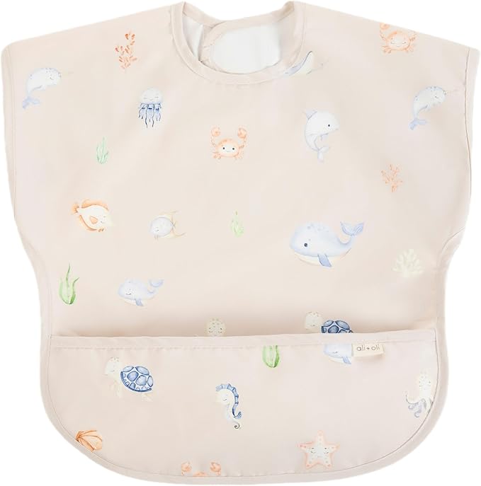 Ali+Oli Smock Bibs for Babies, BPA-Free Oeko-Tex Certified, Waterproof Baby Smock, Machine Washable, Toddlers Ages 6m+