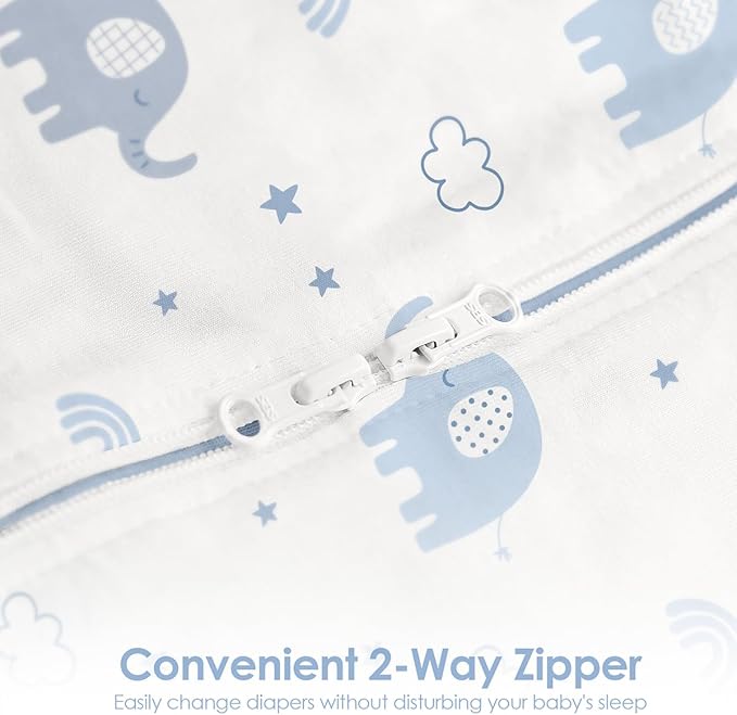 Baby Swaddle 0-2 Months, Cotton Arm-In Zipper Sleep Sack, Wearable Blankets Wrap for Newborn Infant Girls and Boys (Elephant, Pack of 1)