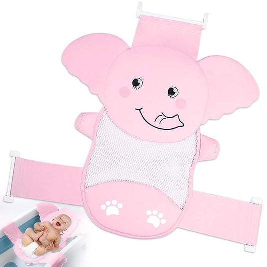 AIR&TREE Baby Bath Seat Support Net, Quick Drying, Adjustable, Comfortable, Non-Slip, Infant Bathtub Sling Shower Mesh for a Tub, with Safety Support Corners (Pink)
