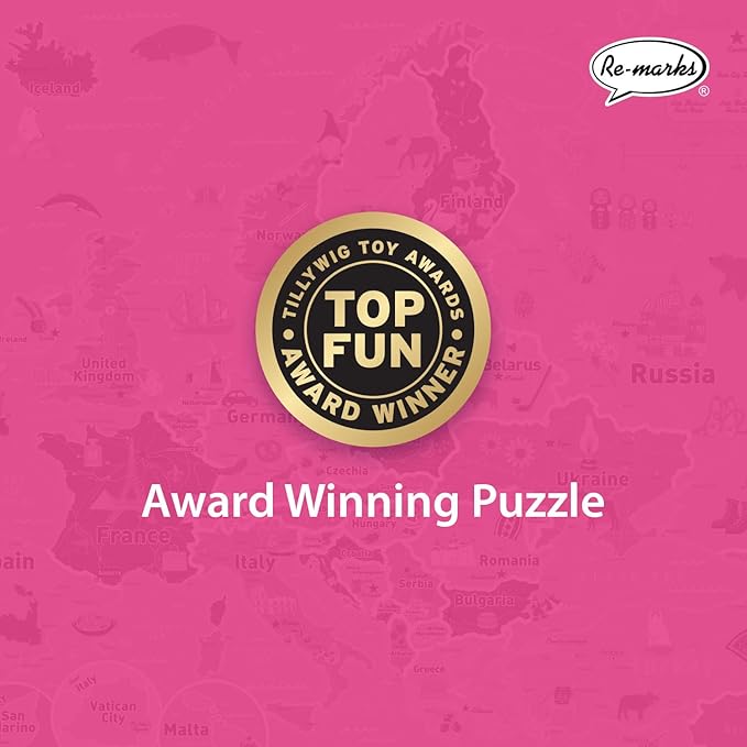 Re-marks Map of Europe Deluxe Jigsaw Puzzle with Whimsy Pieces - All Ages