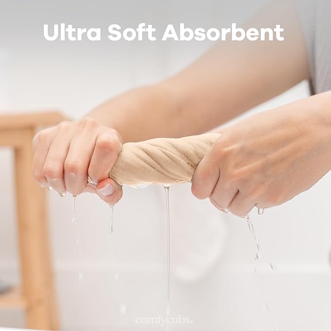 Comfy Cubs Muslin Baby Washcloths 10 Pack - Soft 6-Layer Cotton Wash Cloths for Sensitive Skin - 10"x10" Large, Gentle, Absorbent Infant Essentials for Newborn and Toddlers - Cream