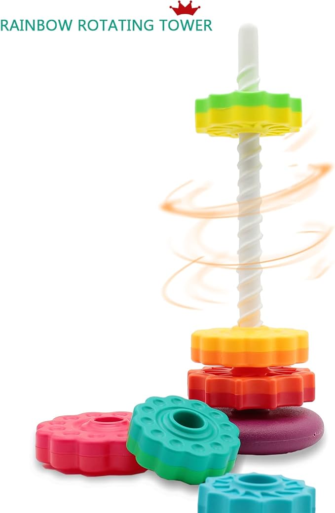 LBAIBB (1 PCS Spinning Stacking Toys,Spin Toy ABS Plastic and Color Rainbow Design,Focus on Children Educational and Interactive Learning's Stack Toys, Suitable for Gifts for Boys and Girls